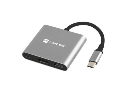 Natec Fowler Mini Adaptador Multipuerto 3en1 - USB-C a USB 3.0