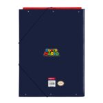 Safta Super Mario Trick Carpeta de 3 Solapas - Formato Folio - Cierre con Gomas Elasticas - Tapas Duras Forradas - 26x33.5x2.5cm - Color Azul Marino - immagine 2