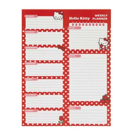 Safta Hello Kitty Planificador Semanal - 50 Paginas - 100 g/m2 - 19x25.5cm - Color Rojo y Blanco