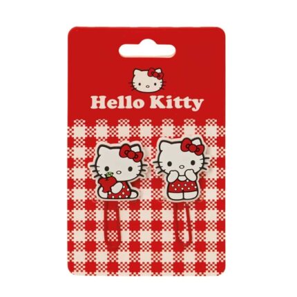 Safta Hello Kitty Pack de 2 Clips - Presentado en Blister - Color Rojo y Blanco