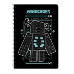 Safta Minecraft Screen Libreta con Espiral - Formato Folio - 80 Hojas de 80g/m2 - Cuadricula 4x4mm - Tapas Duras Glasofonadas - 21.5x31x1cm - Color Negro