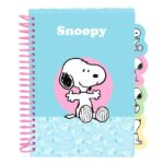 Safta Snoopy Bloc de Notas - Formato A5 - 80 Hojas de 80 g/m2 - Espiral - Tapas Duras - 4 Separadores Interiores - 14.8x2.1cm - Color Azul Claro