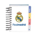 Safta Real Madrid Equipacion 26/27 Bloc de Notas - Formato A7 - 80 Hojas de 80 g/m2 - Espiral - Tapas Duras - 4 Separadores Interiores - 7.4x10.5cm - Color Blanco
