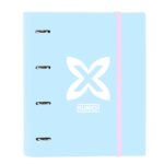 Safta Munich Sky Carpeta de 4 Anillas de 35mm - Recambio de 100 Hojas A4 - Cuadricula de 5x5mm - 80g/m2 - Separadores Internos - Goma Elastica - 27x32x3.5cm - Color Azul Claro