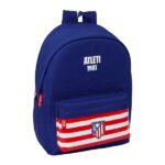Safta Atletico de Madrid Mochila para Portatiles hasta 15.6" - Bolsillo para Tablet hasta 11" - Antirrobo - Asa de Mano - Conector USB - Doble Tirador - Acolchada - 31x44x18cm - Color Azul Marino