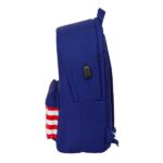Safta Atletico de Madrid Mochila para Portatiles hasta 15.6" - Bolsillo para Tablet hasta 11" - Antirrobo - Asa de Mano - Conector USB - Doble Tirador - Acolchada - 31x44x18cm - Color Azul Marino - immagine 3