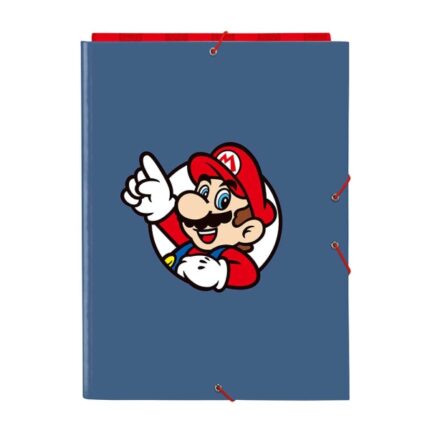 Safta Super Mario Carpeta de 3 Solapas - Formato Folio - Cierre con Gomas Elasticas - Tapas Duras Forradas - 26x33.5x2.5cm - Color Rojo y Azul