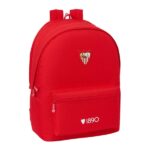 Safta Sevilla FC Mochila para Portatiles hasta 15.6" - Bolsillo para Tablet hasta 11" - Antirrobo - Asa de Mano - Conector USB - Cremallera - Doble Tirador - Acolchada - 31x44x18cm - Color Rojo