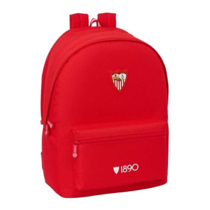 Safta Sevilla FC Mochila para Portatiles hasta 15.6" - Bolsillo para Tablet hasta 11" - Antirrobo - Asa de Mano - Conector USB - Cremallera - Doble Tirador - Acolchada - 31x44x18cm - Color Rojo