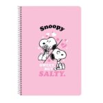 Safta Snoopy Libreta con Espiral - Formato Folio - 80 Hojas de 80g/m2 - Cuadricula 4x4mm - Tapas Duras Glasofonadas - 21.5x31x1cm - Color Rosa