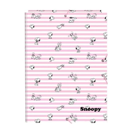 Safta Snoopy Carpeta de 3 Solapas - Formato Folio - Cierre con Gomas Elasticas - Tapas Duras Forradas - 26x33.5x2.5cm - Color Rosa