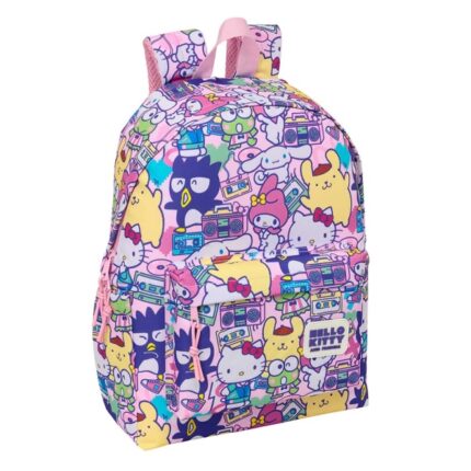 Safta Hello Kitty and Friends Mochila para Portatiles hasta 14.1" - Portabotellas - Cremallera con Doble Tirador - Asa de Mano - Bolsillo Frontal - Acolchada - 31x43x13cm - Color Rosa