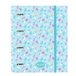 Safta Blackfit8 Petalos Carpeta de 4 Anillas de 35mm - Recambio de 100 Hojas A4 - Cuadricula de 5x5mm - 80g/m2 - Separadores Internos - Goma Elastica - 27x32x3.5cm - Color Azul Claro
