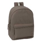 Safta Basic Vison Mochila para Portatiles hasta 15.6" - Bolsillo para Tablet hasta 11" - Antirrobo - Asa de Mano - Conector USB - Cremallera - Doble Tirador - Acolchada - 31x44x18cm - Color Marron Oscuro