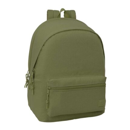 Safta Basic Mochila para Portatiles hasta 15.6" - Bolsillo para Tablet hasta 11" - Antirrobo - Asa de Mano - Conector USB - Cremallera - Doble Tirador - Acolchada - 31x44x18cm - Color Verde