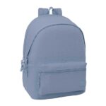 Safta Basic Mochila para Portatiles hasta 15.6" - Bolsillo para Tablet hasta 11" - Antirrobo - Asa de Mano - Conector USB - Cremallera - Doble Tirador - Acolchada - 31x44x18cm - Color Azul Azafata