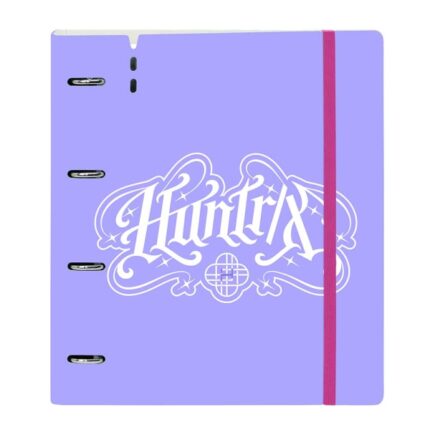Safta K-Pop Demon Hunters Carpeta de 4 Anillas de 35mm - Recambio de 100 Hojas A4 - Cuadricula de 5x5mm - 90g/m2 - Separadores Internos - Goma Elastica - 27x32x4cm - Color Lavanda