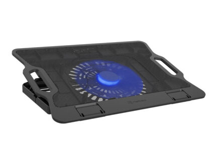 Natec Dipper 2 Base Refrigeradora para Portatil de 17.3" - Gran Ventilador de 180 mm - Control de Velocidad - Iluminacion Led - Hub de 2 Puertos USB-A - Color Negro