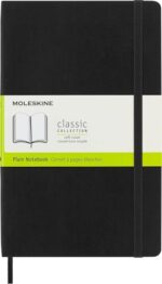 Moleskine Classic Libreta de Tapa Blanda - Papel Marfil Liso - 70g/m2 - Apertura 180º - Esquinas Redondeadas - Marcapaginas - Bolsillo Interior Extensible - Cierre Elastico - 13x21cm - Color Negro