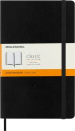 Moleskine Classic Libreta de Tapa Blanda - Papel Marfil Rayado - 70g/m2 - Apertura 180º - Esquinas Redondeadas - Marcapaginas - Bolsillo Interior Extensible - Cierre Elastico - 13x21cm - Color Negro