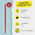 Online MagiXX L Pack de 3 Recambios de Tinta Gel Borrable - Trazo de 0.7mm - Color Rojo - immagine 2