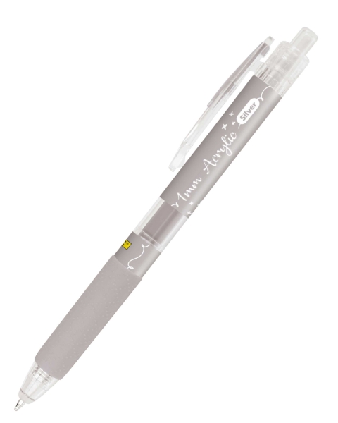 Online Boligrafo Retractil - Tinta Acrilica - Punta Fina de 1mm - Color Plata Online Boligrafo Retractil - Tinta Acrilica - Punta Fina de 1mm - Color Plata