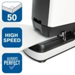 Rapid Pro 90EC Grapadora Electrica - Grapa hasta 50 Hojas - Usa Grapas Nº66 y Nº44 - Grapado Cerrado - Ajuste Automatico de la Fuerza de Grapado - Color Blanco/Negro - immagine 4