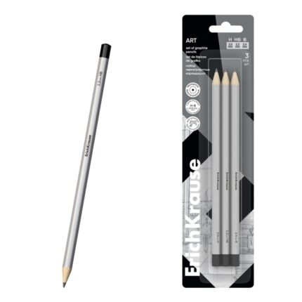 ErichKrause Art Pack de 3 Lapices de Grafito - Durezas Surtidas H
