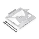 Aisens ASUC-7P045-GR Soporte para Portatil hasta 16" - Regulable en Altura - Antideslizante - Plegable - USB-C Docking 7 en 1 - Color Gris