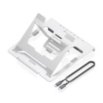 Aisens ASUC-7P045-GR Soporte para Portatil hasta 16" - Regulable en Altura - Antideslizante - Plegable - USB-C Docking 7 en 1 - Color Gris - immagine 2