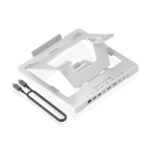 Aisens ASUC-7P046-GR Soporte para Portatil hasta 16" - Regulable en Altura - Antideslizante - Plegable - USB-C Docking 7 en 1 - Color Gris