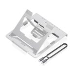 Aisens ASUC-7P046-GR Soporte para Portatil hasta 16" - Regulable en Altura - Antideslizante - Plegable - USB-C Docking 7 en 1 - Color Gris - immagine 2