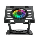 CoolBoox CoolAir RGB Soporte Elevador para Portatil de hasta 17" - Ajustable en Altura - Rotacion de Base 360 - Ventilador RGB - Color Negro - immagine 2