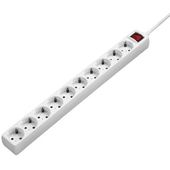 Hama Regleta Alimentacion con 10 Tomas - Cable 3m - Voltaje 230V - Interruptor Iluminado - Color Blanco Hama Regleta Alimentacion con 10 Tomas - Cable 3m - Voltaje 230V - Interruptor Iluminado - Color Blanco