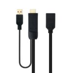 Nanocable Conversor HDMI a DisplayPort V1.2 - HDMI A Macho-DPort Hembra+USB-A - 20 cm - Color Negro