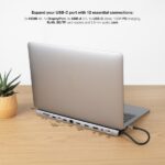 Nanocable HUB USB-C 11 en 1 - Conversor USB-C 3.1 a 3 x USB-A 3.0 + USB-C + USB-C 2 PD 100W + 2 x HDMI 4K60Hz + Displayport 4K60Hz + RJ45 + SD/TF + Audio - Aluminio - 18cm - Color Gris - immagine 4