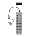 Nanocable Hub USBA/USB-C - 4x USB-A + 3x USB-C 3.0 + USB-C 5V - Interruptores Individuales ON/OFF - Cable 18cm - Color Plata - immagine 2