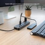 Nanocable Hub USBA/USB-C - 4x USB-A + 3x USB-C 3.0 + USB-C 5V - Interruptores Individuales ON/OFF - Cable 18cm - Color Plata - immagine 4