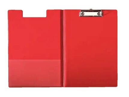 Esselte Carpeta con Pinza y Tapa de Carton Forrado con PP - Tamaño A4 - Resistente Pinza de Metal - Funda Interior Adicional - Gancho para Colgar - Ranura para Boligrafo - Color Rojo