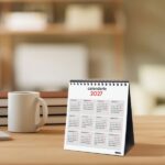 Finocam Neutro Calendario de Sobremesa - Anual 2027 - Mes Vista - Formato XS - 140x150mm - Espiral Doble - Papel de 120g/m2 - Espacio para Escribir - Color Rojo y Blanco - immagine 3