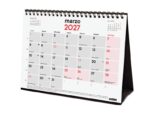 Finocam Neutro Calendario de Sobremesa - Anual 2027 - Mes Vista - Formato S - 210x150mm - Espiral Doble - Papel de 120g/m2 - Espacio para Escribir - Color Rojo y Blanco - immagine 2