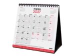 Finocam Neutro Calendario de Sobremesa - Anual 2027 - Mes Vista - Formato S - 190x190mm - Espiral Doble - Papel de 150g/m2 - Espacio para Escribir - Color Rojo y Blanco - immagine 2