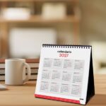 Finocam Neutro Calendario de Sobremesa - Anual 2027 - Mes Vista - Formato S - 190x190mm - Espiral Doble - Papel de 150g/m2 - Espacio para Escribir - Color Rojo y Blanco - immagine 4