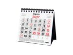 Finocam Neutro Calendario de Sobremesa - Anual 2027 - Mes Vista - Formato XXS - 110x100mm - Espiral Doble - Papel de 120g/m2 - Numeros Grandes - Color Rojo y Blanco - immagine 2