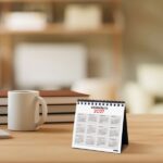 Finocam Neutro Calendario de Sobremesa - Anual 2027 - Mes Vista - Formato XXS - 110x100mm - Espiral Doble - Papel de 120g/m2 - Numeros Grandes - Color Rojo y Blanco - immagine 3