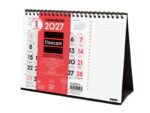 Finocam Neutro Calendario de Sobremesa - Anual 2027 - Mes Vista - Formato S - 210x150mm - Espiral Doble - Papel de 120g/m2 - Numeros Grandes - Color Rojo y Blanco