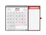 Finocam Neutro Calendario con Iman - Anual 2027 - Mes Vista - Formato XS - 140x150mm - Base 220x160mm - Espiral Doble - Papel de 120g/m2 - Espacio para Escribir - Color Rojo y Blanco - immagine 2