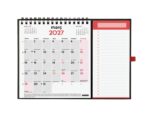 Finocam Neutro Calendario con Iman en Catalan - Anual 2027 - Mes Vista - Formato XS - 140x150mm - Base 220x160mm - Espiral Doble - Papel de 120g/m2 - Espacio para Escribir - Color Rojo y Blanco - immagine 2