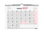 Finocam Neutro Calendario de Pared - Anual 2027 - Mes Vista - Formato S - 210x150mm - Espiral Doble - Papel de 120g/m2 - Espacio para Escribir - Color Rojo y Blanco - immagine 2