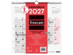 Finocam Neutro Calendario de Pared - Anual 2027 - Mes Vista - 300x300mm - Espiral Doble - Papel de 120g/m2 - Espacio para Escribir - Color Rojo y Blanco